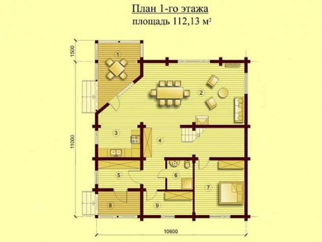 1 этаж - 104,6