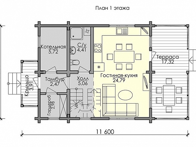 1 этаж - 49,5