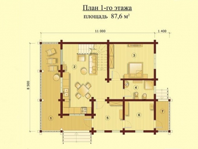 1 этаж - 87,6